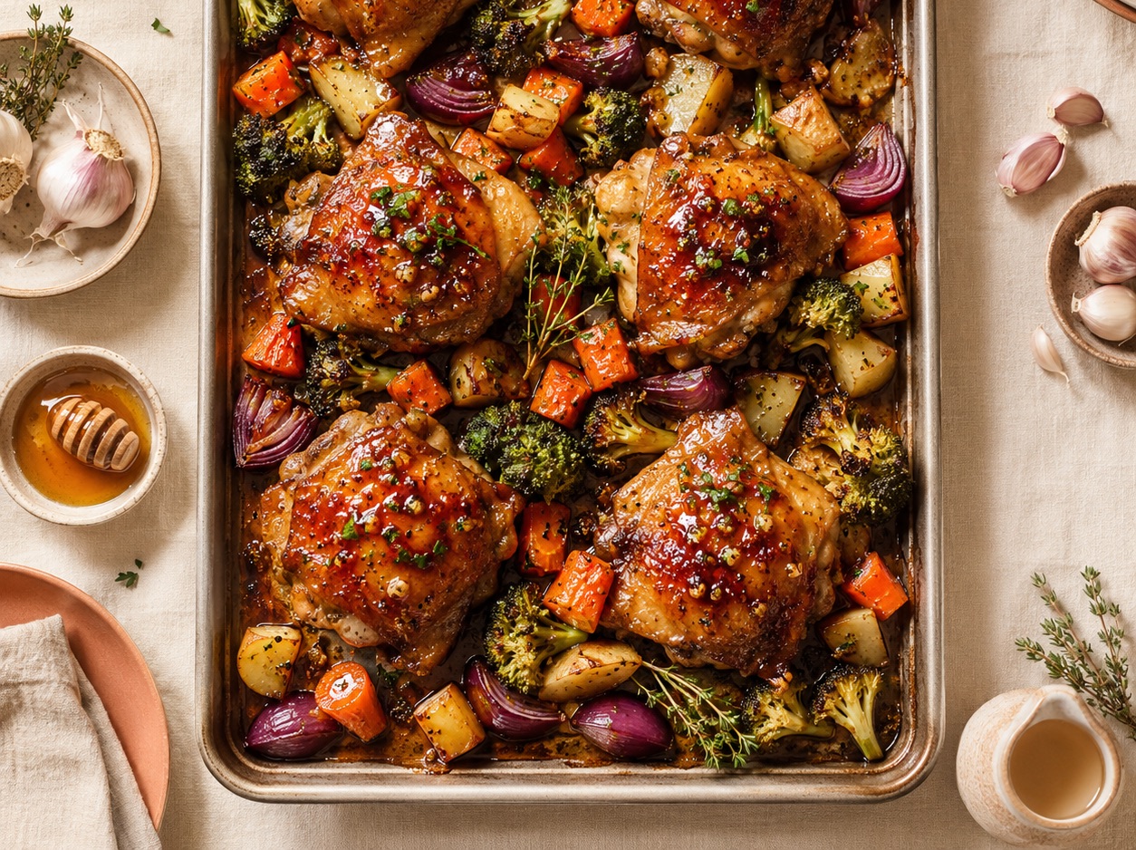 Sheet-Pan Honey-Garlic Chicken with Roasted Vegetables